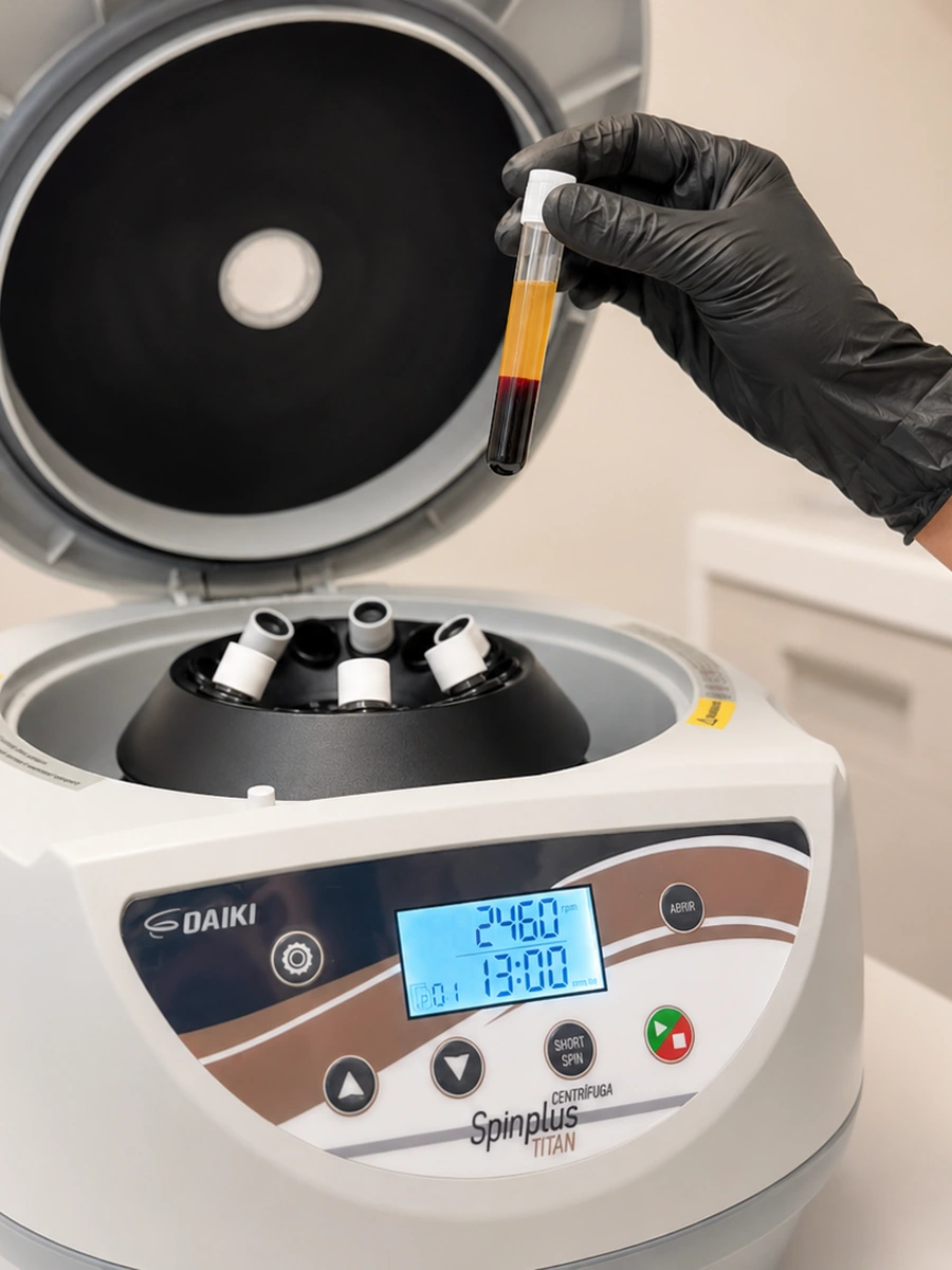 Preparo de material biológico — tubo com plasma separado